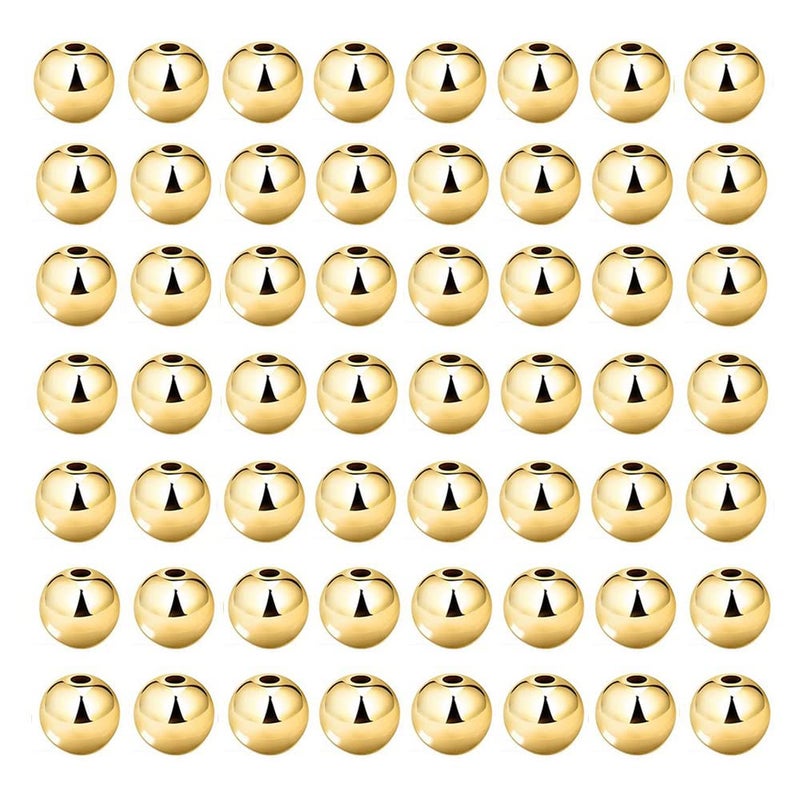 WOCRAFT 100 pcs Gold Smooth Round Spacer Beads Gold Plated Brass Tarnish Resistant Seamless Loose Connector Beads for DIY Bracelet Jewelry Making (5mm/0.19 inch (Gold)) - Image 1